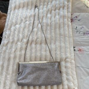 Nina Shimmering Silver Clutch